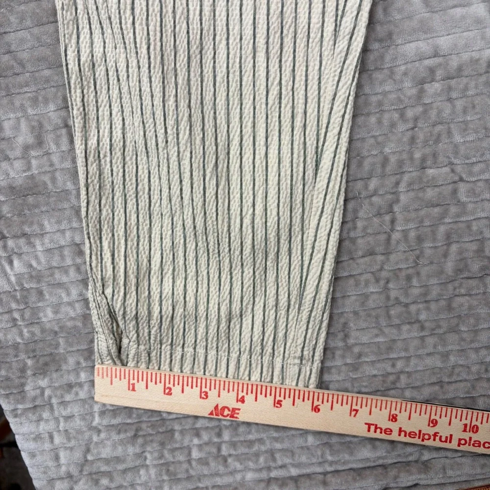 Octobre Editions Shane Trousers Medium Beige Striped Seersucker Pants Portugal
